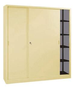 Manutan Expert Kovová spisová skříň Manutan s posuvnými dveřmi, 180 x 200 x 45 cm, béžová