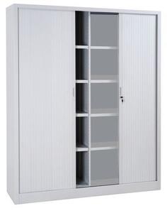 Manutan Expert Vysoké kovové spisové skříně Manutan s roletou, 198 x 160 x 45 cm, světle šedá