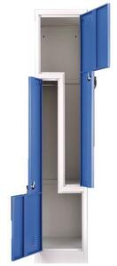 Manutan Expert Montovaná šatní skříň Manutan, dveře Z, 2 oddíly, cylindrický zámek, šedá/modrá