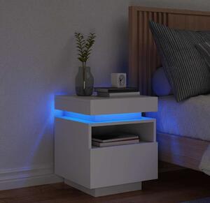VidaXL Noční stolek s LED osvětlením 40 x 39 x 48,5 cm [836794] Barva: Bílá