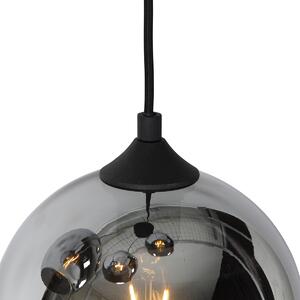 Chytrá závěsná lampa černá s kouřovým sklem včetně 4 WiFi A60 - Wallace