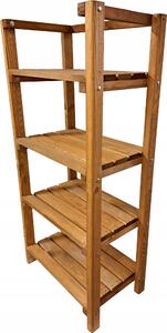 HolzGarden Devný Regál 56x120x35 cm Nosnost 100 kg Borovicové dřevo Impregnovaný Barva Teak Regál Do Sklepa Garáe Skladu