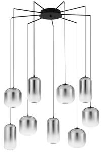 Kouřově šedé skleněné závěsné LED světlo Nova Luce Aelia 82 cm