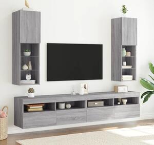 VidaXL TV skříňky s LED osvětlením 2 ks 30,5 x 30 x 102 cm [837022] Barva: šedá sonoma
