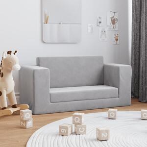 VidaXL Dětská rozkládací pohovka 2místná měkký plyš [357035] Barva: světle šedá