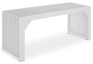 Tectake Stolička/lavička Ribb, lamelový vzhled, nosnost až 350 kg - bílá