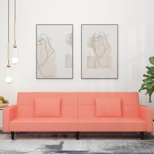 VidaXL 2místná rozkládací pohovka se 2 polštáři samet [375818] Barva: Růžová