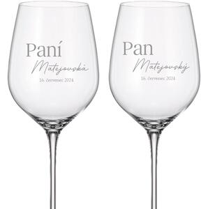 Dekorant Svatební sklenice na bílé víno PAN A PANÍ 480 ml 2KS