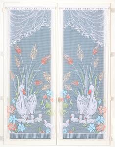 Blancheporte Rovná vitrážová záclonka s motivem labutí, pár barevný potisk 44x160 cm