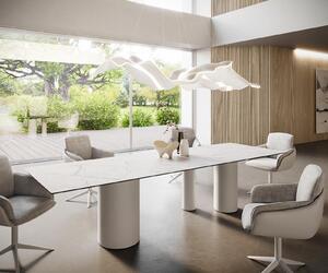 DELIFE Jídelní stůl Edge 300x100 keramika Laminam®Statuarietto bílá Troa kov bílá