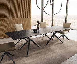 DELIFE Jídelní stůl Edge 300x100 keramika Laminam®Noir Desir hnědý Estelar kulatý kov černý
