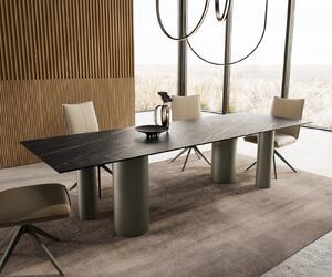 DELIFE Jídelní stůl Edge 300x100 keramika Laminam®Noir Desir hnědý Pilier kov titanový efekt