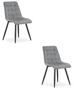 Set dvou jídelních židlí SPLIT sametové světle šedé / černé nohy (2 ks)