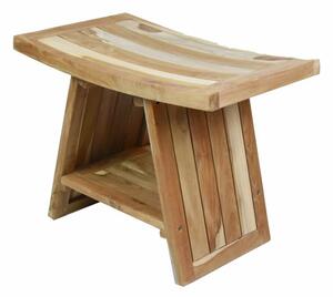 Stolička DIVERO, masivní ošetřený teak, 60 x 35 x 45 cm