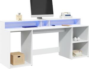 VidaXL Psací stůl s LED světly 200x55x91 cm kompozitní dřevo [3309440] Barva: Bílá