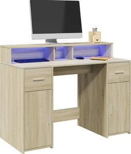 VidaXL Psací stůl s LED světly 120 x 55 x 91 cm kompozitní dřevo [3309418] Barva: dub sonoma