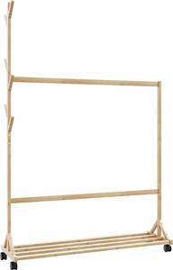 VidaXL Stojan na oblečení s háčky a kolečky 100x35x157 cm bambus [4008915]