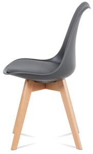 Jídelní židle Lina šedá, plast + eko kůže