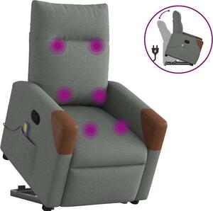 VidaXL Zvedací masážní polohovací křeslo textil [3324014] Barva: Tmavě šedá
