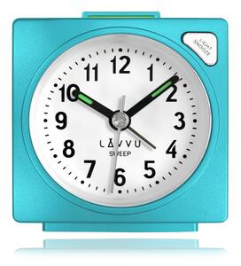 LAVVU Světle modrý budík SWEEP s plynulým chodem LAS3043