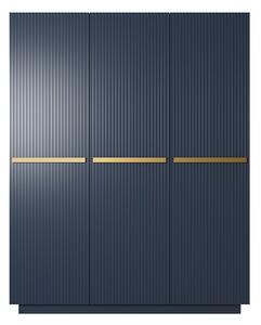 Skříň Nicole 150 cm - námořnická modrá / zlaté úchytky