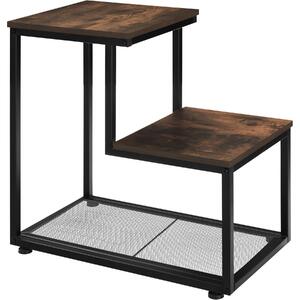 Tectake Odkládací stolek Halifax 60,5x35,5x60,5cm - Industriální dřevo tmavé, rustikální
