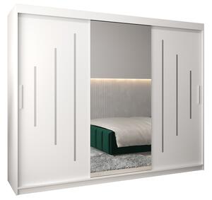Šatní skříň s posuvnými dveřmi a dvoudílným zrcadlem YORK1 - 250x200cm -Bílá-