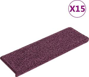 VidaXL Schodové rohože 15 ks 65 x 21 x 4 cm s obdélníkovým okrajem [134577] Barva: dark purple