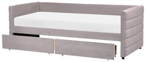 Denní postel s úložným prostorem Umělý samet MARRAY 90 x 200 cm Světle šedá