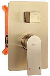 REA Podomítkový sprchový set s instalačním boxem Verso zlatý - podomítková baterie, dešťová a ruční sprcha