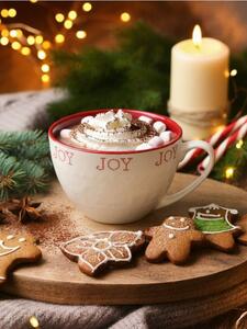 Sinsay - Keramický vánoční hrnek s nápisem „Joy“ - červená