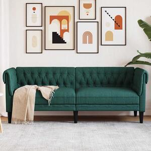 VidaXL Chesterfield pohovka 3místná textil [372560] Barva: Tmavě zelená