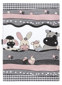 Dětský kusový koberec Petit Farm animals pink 120x170 cm