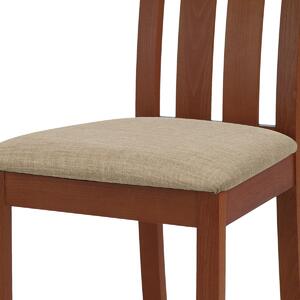 Jídelní židle dřevěná dekor třešeň a potah béžová látka BC-2602 TR3