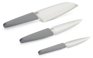 Sada 3 kuchyňských nožů 12/16/18 cm WOLL Cutting Edge – univerzální, kuchařský a santoku, šedá 887413 GR 00