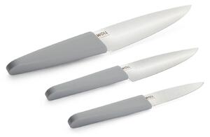 Sada 3 kuchyňských nožů 9/12/16 cm WOLL Cutting Edge – zeleninový, univerzální a kompaktní kuchařský, šedá 887412 GR 00