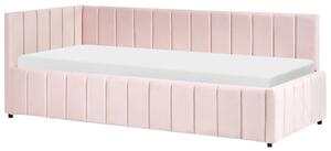 Denní postel Umělý samet LISIEUX 90 x 200 cm Pastelově růžová