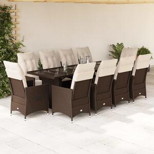 VidaXL 11dílný zahradní bistro set s poduškami polyratan [3277245] Barva: Hnědá