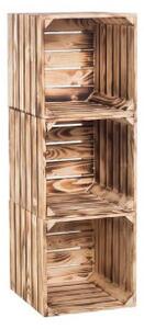 ČistéDřevo Dřevěné opálené bedýnky regál 90 x 30 x 35 cm