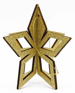 DECOLED Vánoční ozdoba zlatá hvězda, 3D, 15 cm