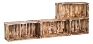 ČistéDřevo Dřevěné opálené bedýnky obývací stěna 160 x 60 x 24 cm