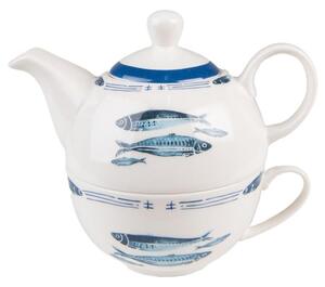 Clayre eff Čajová souprava pro jednoho FISHY BLUE