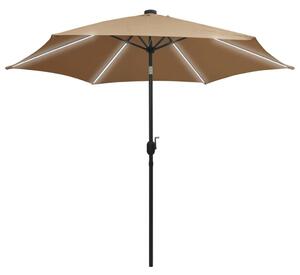 Zahradní slunečník s LED a hliníkovou tyčí 300 cm taupe