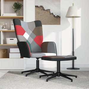 VidaXL Relaxační křeslo se stoličkou patchwork textil [328188] Barva: Černá