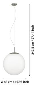 Eglo 63271 - Lustr na lanku PIEDALE 1xE27/60W/230V pr. 43 cm matný chrom