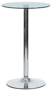 Autronic Barový stůl, kulatá deska z čirého skla pr. 60 cm, kovová chromovaná podnož - AUB-6070 CLR AKCE