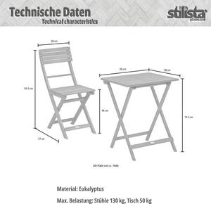 Stilista 86973 STILISTA Zahradní bistro set 2 židle + stůl, dřevo