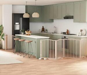 VidaXL Zábrana pro psy s dvířky skládací 6 panelů 480 cm topol [3155613] Barva: Přírodní