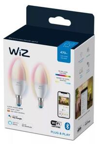 WiZ SET 2x LED žárovka E14 C37 Candle 4,9W (40W) 470lm 2700-6500K RGB IP20, stmívatelná