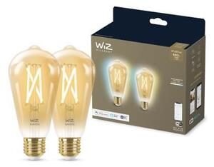 WiZ SET 2x LED žárovka E27 ST64 Filmant amber 6,7W (50W) 640lm 2000-5000K IP20, stmívatelné